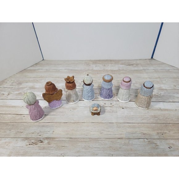 Ganz Mini Nativity 8-Piece Set~Knit Button Resin Figurines Jesus 3" Christmas - Picture 10 of 14